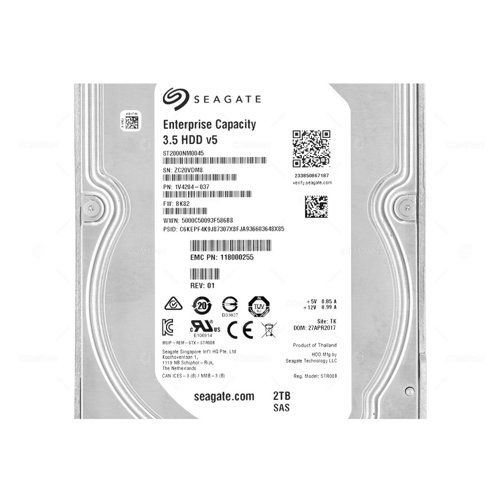 005052105  EMC HDD 2TB 7.2K SAS 12G 3.5" LFF FOR EMC DATADOMAIN 9300